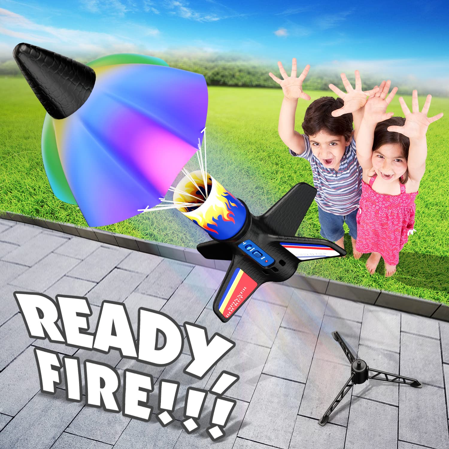 lakebyin Flying Launcher for Kids - Electric Flying Toys with Parachute Recovery - Eco-Friendly Toy with Unlimited Re-Launch - Great Birthday Gift