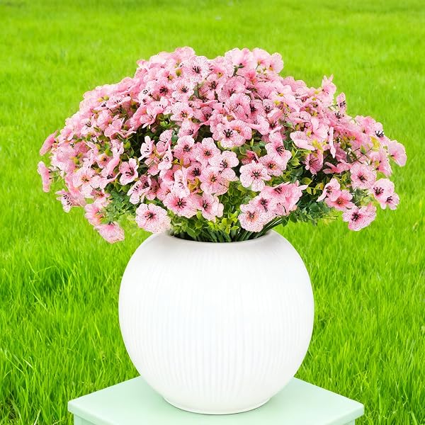 16 BUNDLES ARTIFICIAL FLOWERS FOR OUTDOOR REALISTIC FAUX FLOWER SPRING SUMMER GARDEN HOME DECORATION, HANGING DAISY WITH EUCALYPTUS LEAVES FAKE PLANTS GREENERY BALCONY PORCH PATIO FRONT DOOR DECOR
