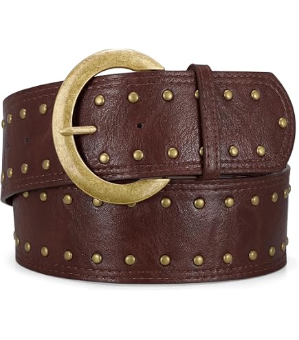 Beautriy Wide Studded Leather Belts Chunky Vintage Belt  display picture 1