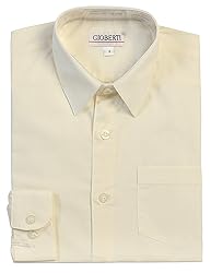 Gioberti Big Boys' Long Sleeve Dress Shirt, Ivory, 16
