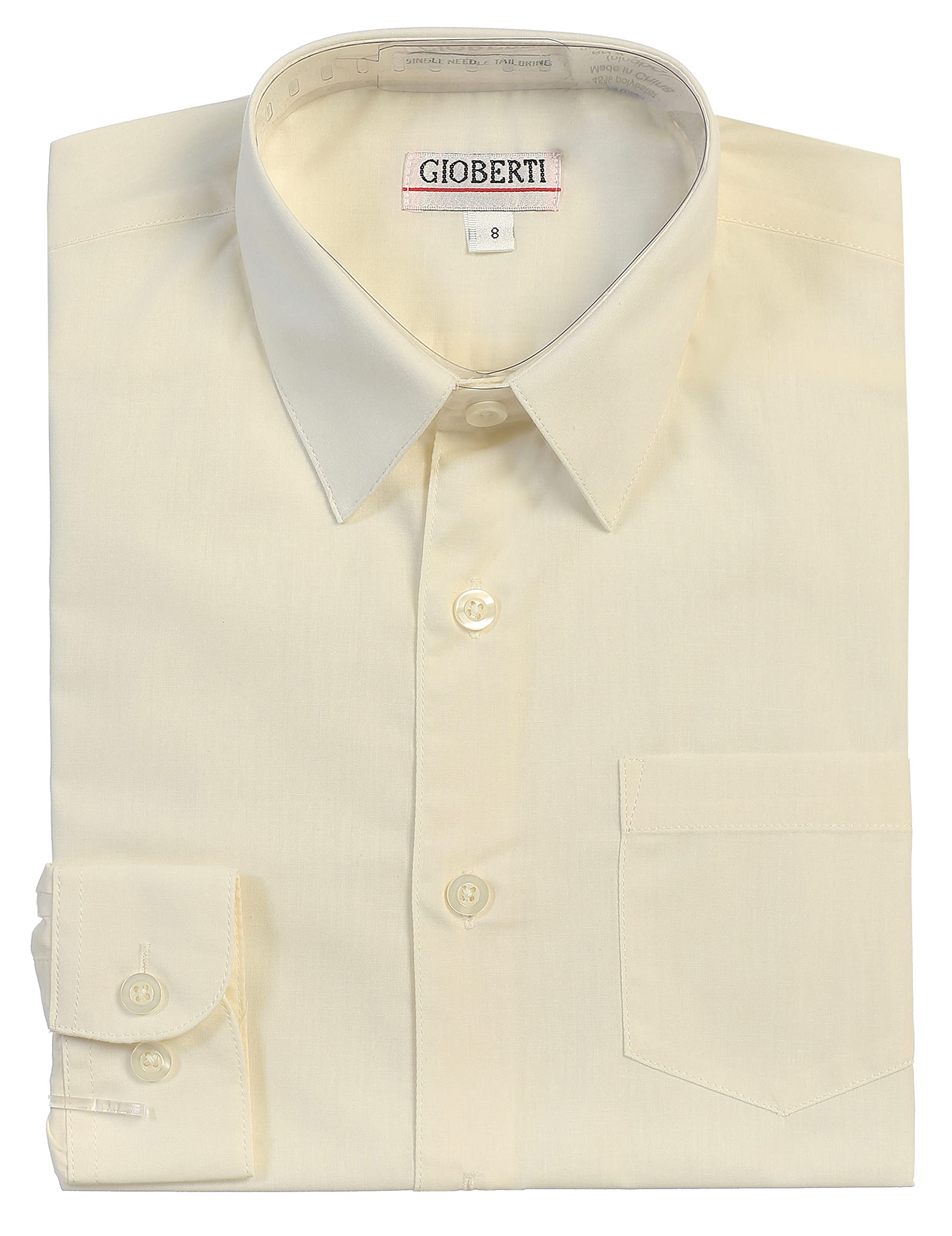 Gioberti Big Boys' Long Sleeve Dress Shirt, Ivory, 16