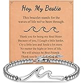 IKIATY Gifts for Best Friend Sister Daughter Granddauhgter Niece, The Wave of Life Bracelet, Christmas Birthday Valentines Graduation Day Gifts for Women Her