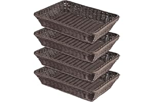 GNIEMCKIN 4 PCS 16x12 Inch Wicker Bread Basket, Woven Serving Basket, Tabletop Food serving Basket for Restaurant, Bakery, Fa