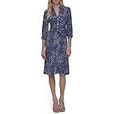 DKNY Womens Long Sleeve Collared Midi Shirtdress