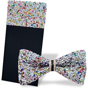 Thfaeyta Sparkle Mens Bow Tie and Prefold Pocket Square for Men Set