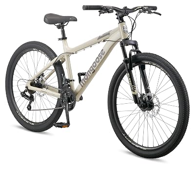 Mongoose Grafton Mountain Bike, 26 Inch Bike for Men and Women, 21 Speed, Aluminum Frame, Knobby Mountain Tires, Suspension Fork, Trigger Shifters, Mechanical Disc Brakes, Adult Bicycle