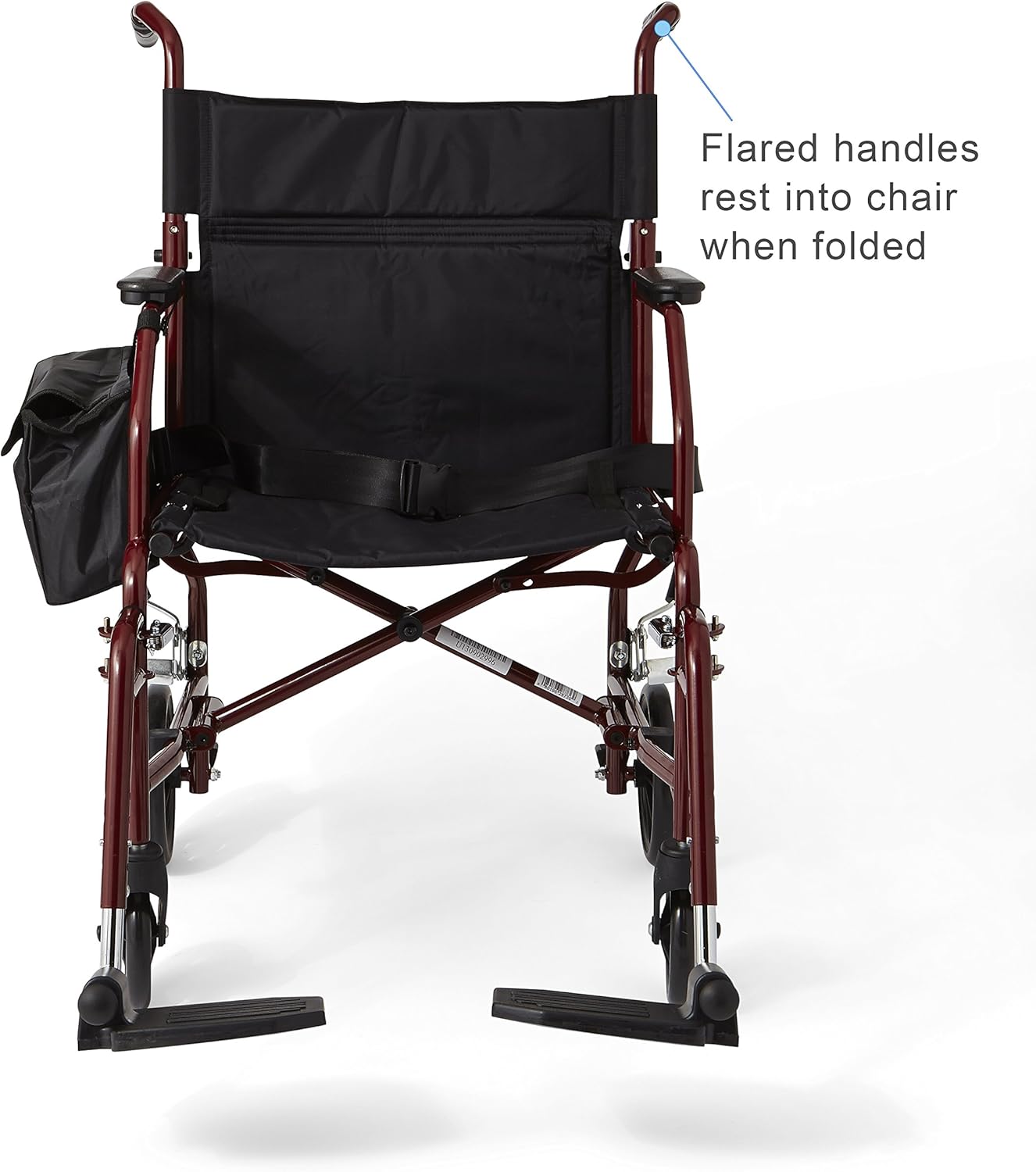 Medline Lightweight Steel Transport Chair, 19" Wide Seat,Desk-Length Arms, Swing Away Footrests, Burgundy Frame: Health & Personal Care
