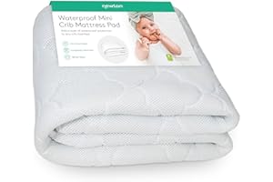 Newton Baby Waterproof MINI Crib Mattress Pad | Ultra-Breathable Quilted Layer for Comfort & Universal Fitted Skirt for Secure Fit | Machine Washable | MINI Crib Mattress Protector Pad, 1 Pack