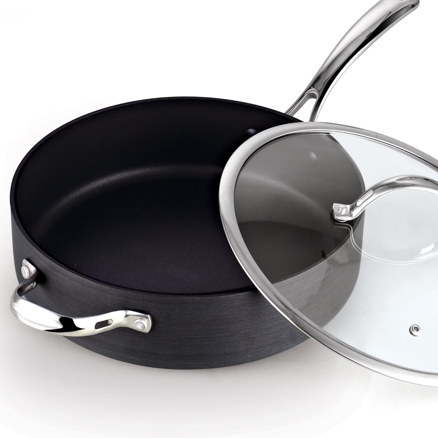Cooks Standard 00346 5 QT Hard Anodized Nonstick Deep Saute pan with Lid, Black: Kitchen & Dining