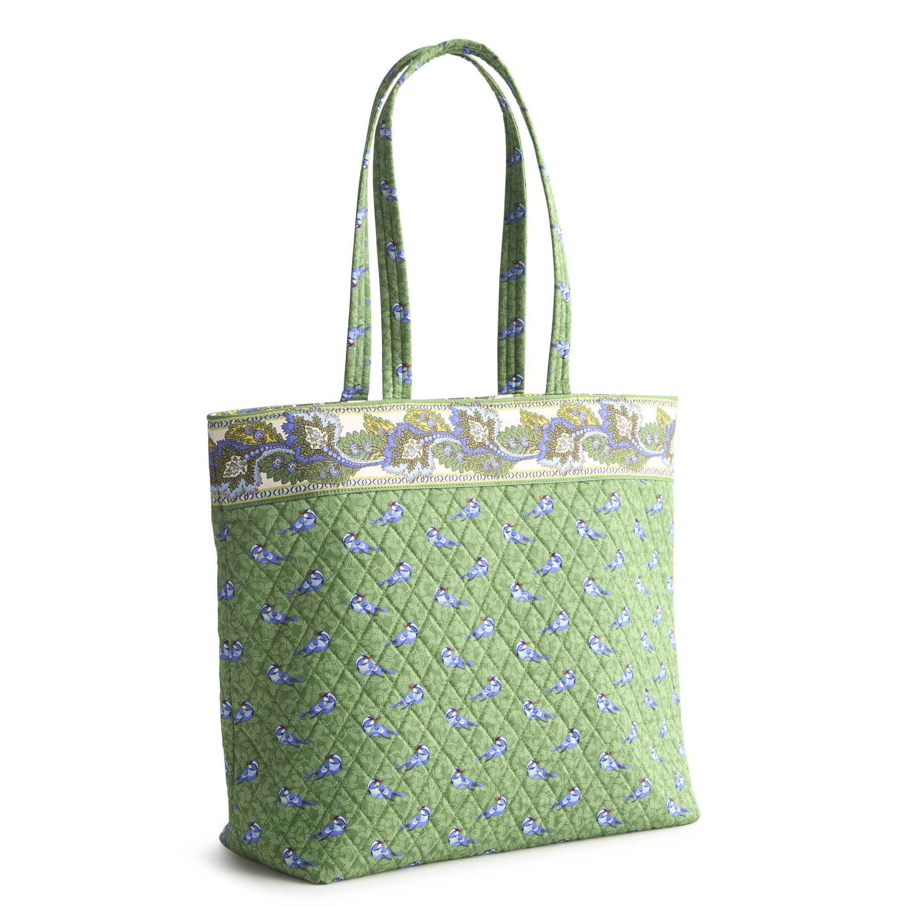 Premium Cotton Original Zip Tote Bag, Green Birds, One Size