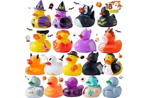 JOYIN 18 PCS Halloween Rubber Ducks, Halloween Ducks for Halloween Goodie Bag Fillers, Rubber Duckies Baby Bath Toys for Halloween Party Favors Decorations, School Classroom Game Prizes