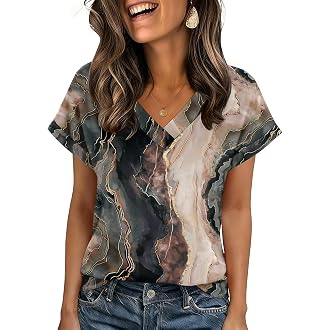 Zeagoo Women Tops Short Sleeve T Shirts V Neck Dressy Casual Work Blouses