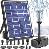 POPOSOAP Solar Fountain Pump for Bird Bath, 6.5W Solar Water Fountain Pump with Upgraded Dry-Run Protection &amp; Double-Layer Nozzles 5Ft Tubing for Pond, Bird Bath, Backyard Water Feature P1065