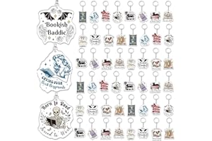 Equsion 24 Pcs Book Lovers Gifts Christmas Funny Book Keychain Bookish Party Favor Accessories, Xmas Birthday Gifts for Women (Retro)