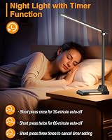 TOPPLEE Desk Lamp Rechargeable 2500mAh 5 Color Temp Dimmable USB Port view 4