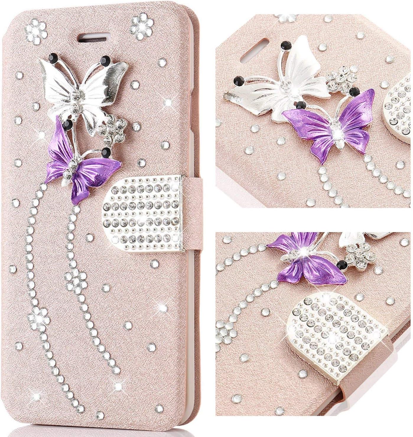 for Samsung Galaxy Note 10 Case Samsung Galaxy Note 10 5G Wallet Case Bling Jewellery Crystal Rhinestone Flip PU Leather Case for Woman 3D Butterfly Magnetic Diamond Buckle Stand Wallet Card Holder