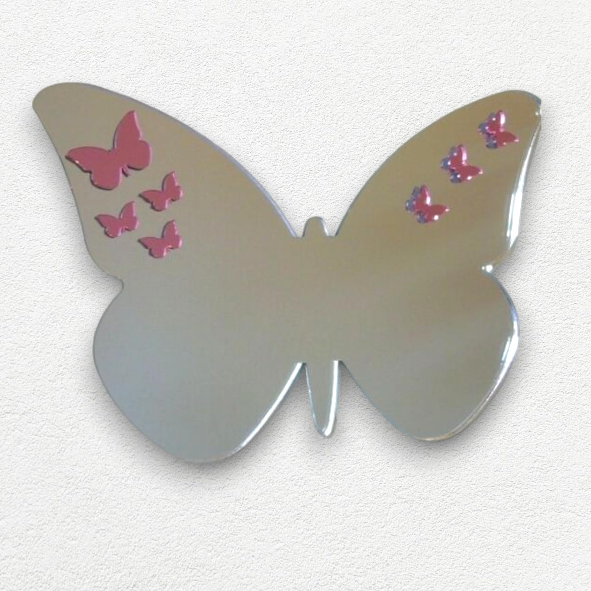 Super Cool Creations Pink Butterflies on Butterfly Mirror - 35cm x 30cm