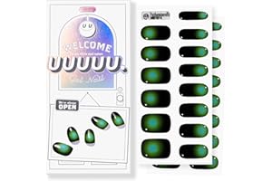 UUUUU. Semi Cured Gel Nail Strips - [Wicked], UV Stickers Compatible With All Lamps, U-Curve for Perfect Fit, Includes 2 Prep Pads, File, and Wood Stick