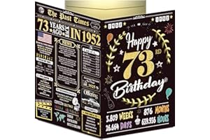 BACK2TIME 73rd Birthday Card for Women Men - Back In 1952 Black & Gold - 73 Happy BIRTHDAY card - 73 rd birthday gift for Her Him - JUMBO size - 73rd birthday decorations Dad Mom - Best gifts for 73 year old