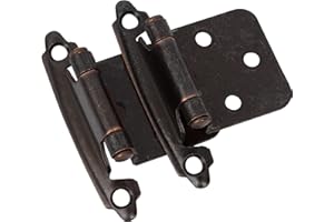 Decobasics Oil Rubbed Bronze Cabinet Hinges for Kitchen Cabinets (10 Pair -20 Pcs) -1/2" Overlay -Self Closing Cabinet Hinges Flush Mount w/Cupboard Silicon Bumpers & Upgraded Screws