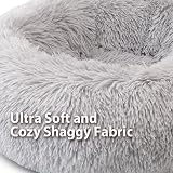 Enjamoy Plush Donut Dog Bed Grey 60cm Round Self-Warming Cozy Calming view 4