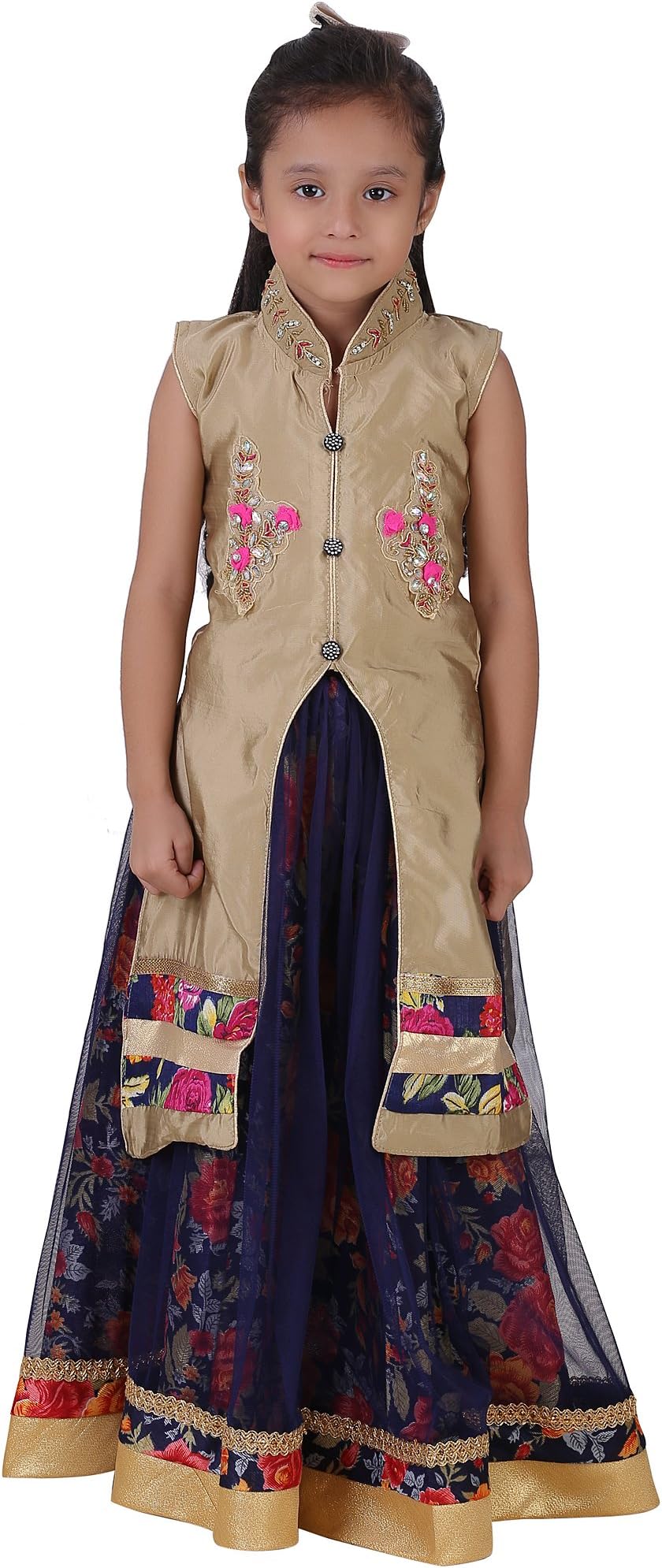 Qeboo Girl's Beautiful Embroidered Ethnic Partywear Lehenga Choliset (For age 3 to 9 Years)