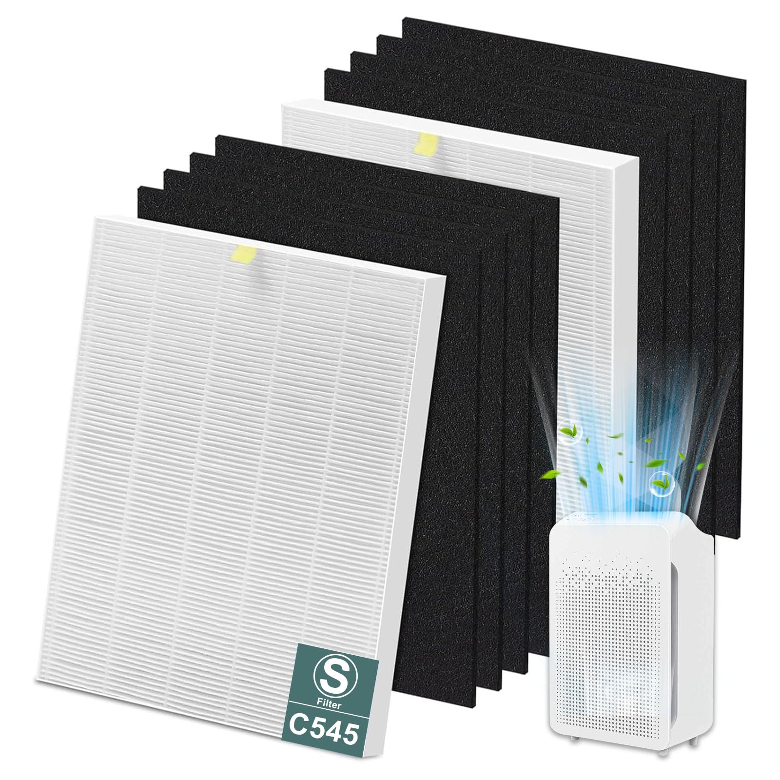 Photo 1 of 2 Pack C545 True High Efficiency Replacement Filter S Compatible with Winix C545 Air Purifi-er, Replaces Part 1712-0096-00 and 2522-0058-00, 2 x True Filter + 8 x Activated Carbon Pre-Filter