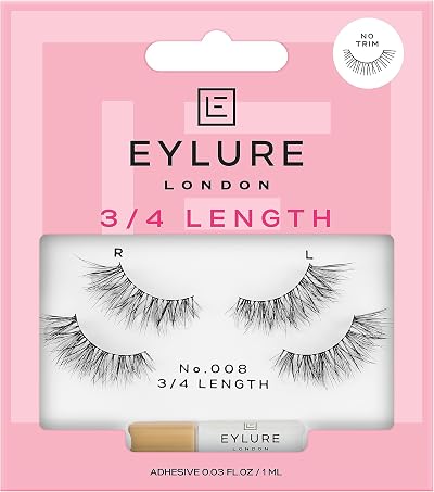 Eylure 3/4 Length No.008 Twin Lashes with Latex Free Glue
