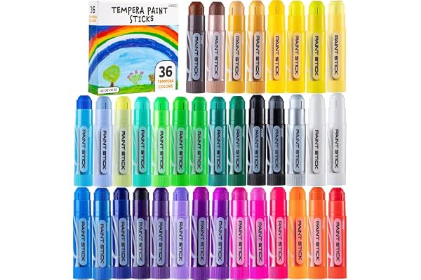 JOYIN 36PCS Assorted Washable Tempera Paint Sticks, Quick Drying and No Mess Paint Sticks for Arts and Crafts Project, Art Ea
