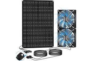GYKZ Solar Exhaust Fan Kit, Dual 5.5" Solar Powered Exhaust Fan, Multifunctional Air Intake/Exhaust, Keeps Air Fresh & Cool for Small Chicken Coops, Pet Houses, Greenhouse, Shed