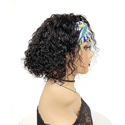 Buy Mirthful Headband Wig Human Hair Water Wave Wigs For Black Women Wet And Wavy Half Wig Guleless None Lace Front Short Bob Wigs For Balck Women 10 Inch Black Online In