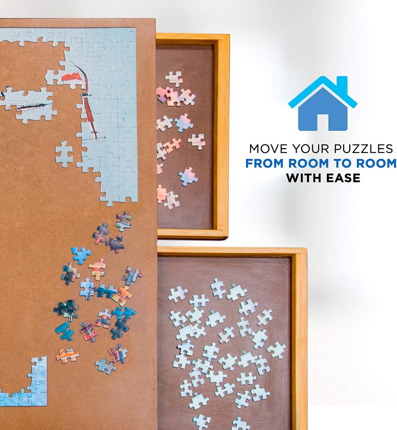 Jumbl Puzzle Board | 23” x 31” Wooden Jigsaw Puzzle Table w/ 4 Storage & Sorting Drawers | Smooth Plateau Fiberboard Work Surface & Reinforced Hardwood | for Games & Puzzles Up to 1,000 Pieces: Toys & Games