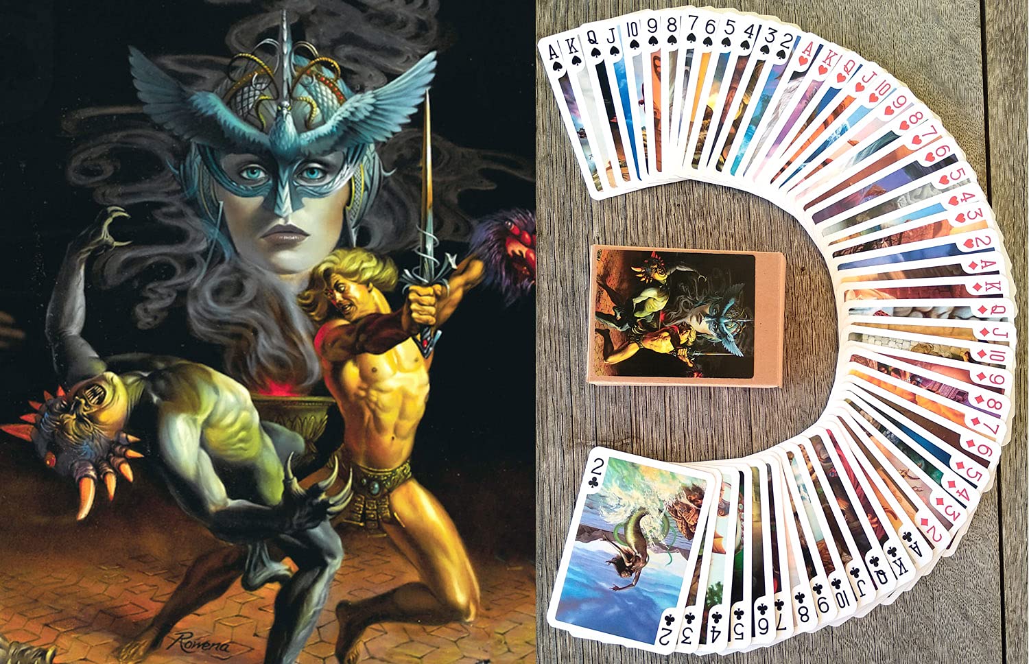 Fantasy SCI FI Playing Cards (Poker Deck 54 Cards All Different) Vintage Retro Comic Posters Illustration by Rowena Morill