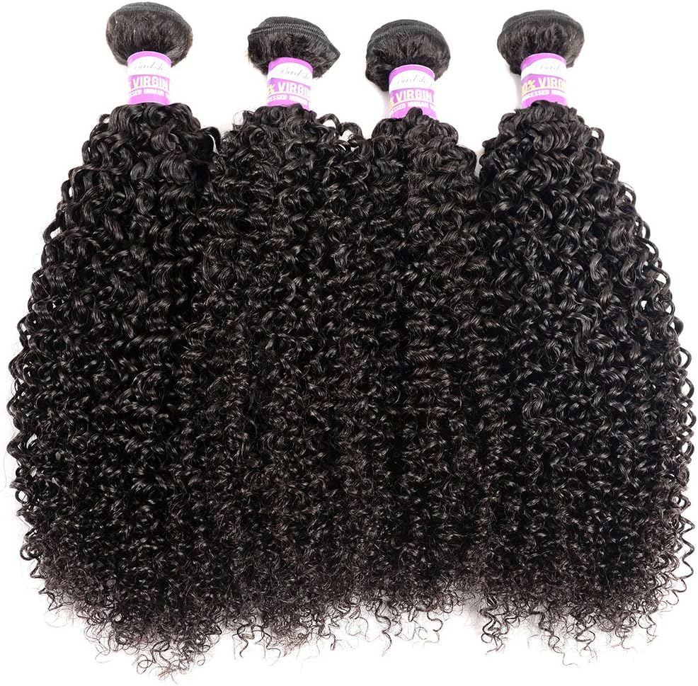 Badshop 8A Brazilian Kinky Curly Virgin Human Hair Extensions, 3 Bundle Pack (3x10)-Inch