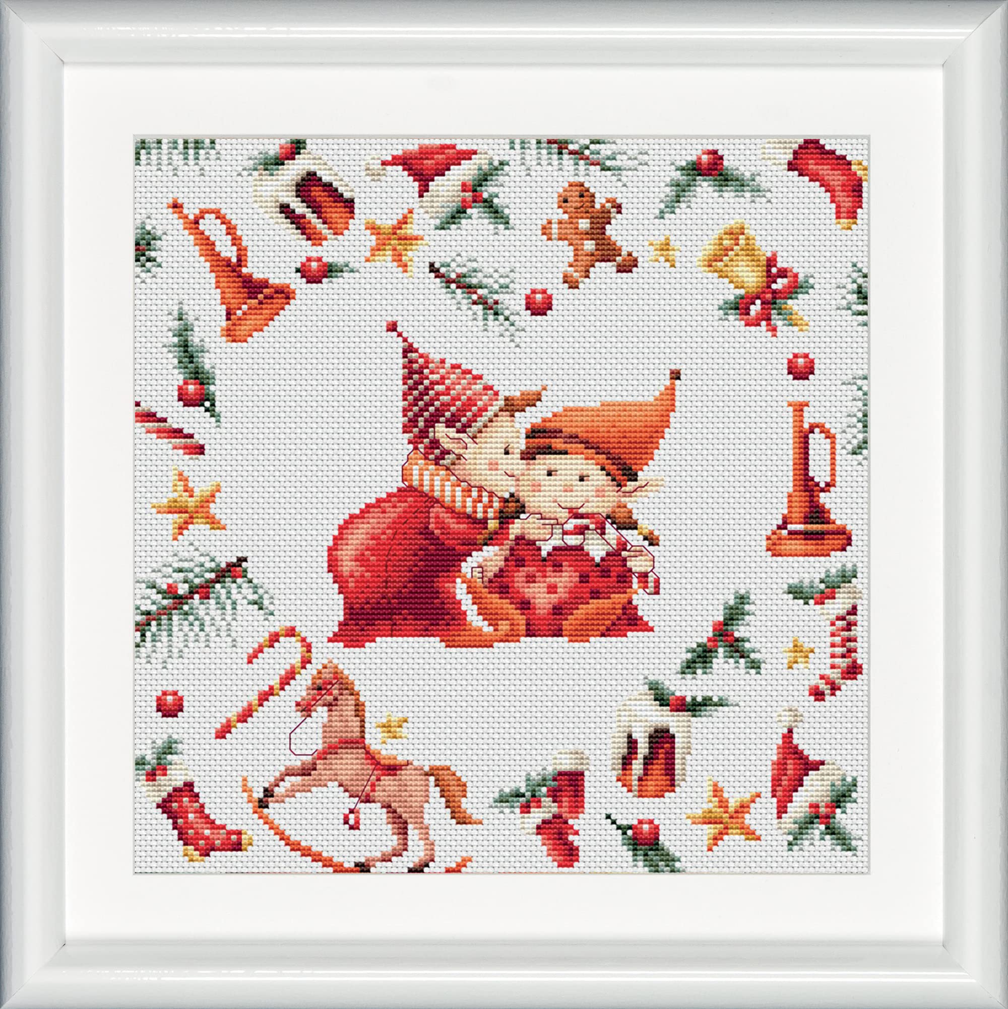 DUTCH STITCH BROTHERS - Counted Cross Stitch Kit - DSB019A - Christmas Elves 3 - Aida - 9.8 x 9.8 Inch - DIY for Adults