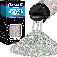 Holographic Ultra Fine Glitter, 180G/6.35OZ Resin Glitter Powder Sequins Flakes, 1/128" Metallic Iridescent Glitter for Resin