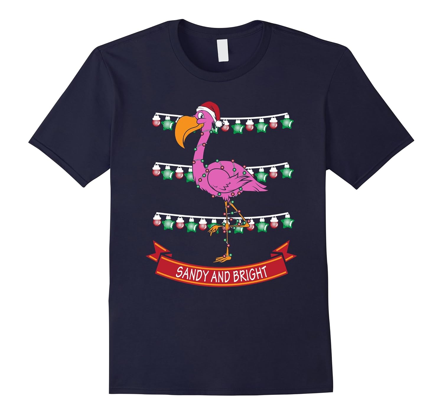 Crazy Christmas Pink Flamingo Sandy Bright Beach T-shirt-ANZ