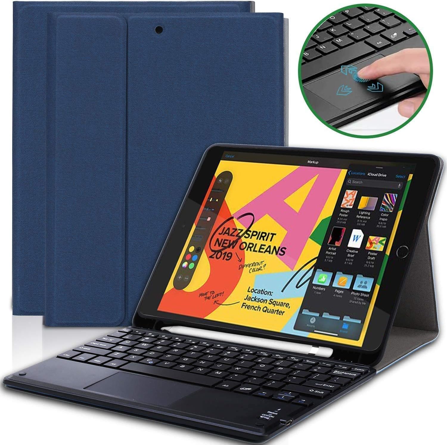 AnMengXinLing iPad Pro 12.9 2020 Keyboard case with Pencil Holder,Detachable Keyboard Case with Touchpad Kickstand Cover Auto Wake/Sleep Case for iPad Pro 12.9 2020 (Blue)