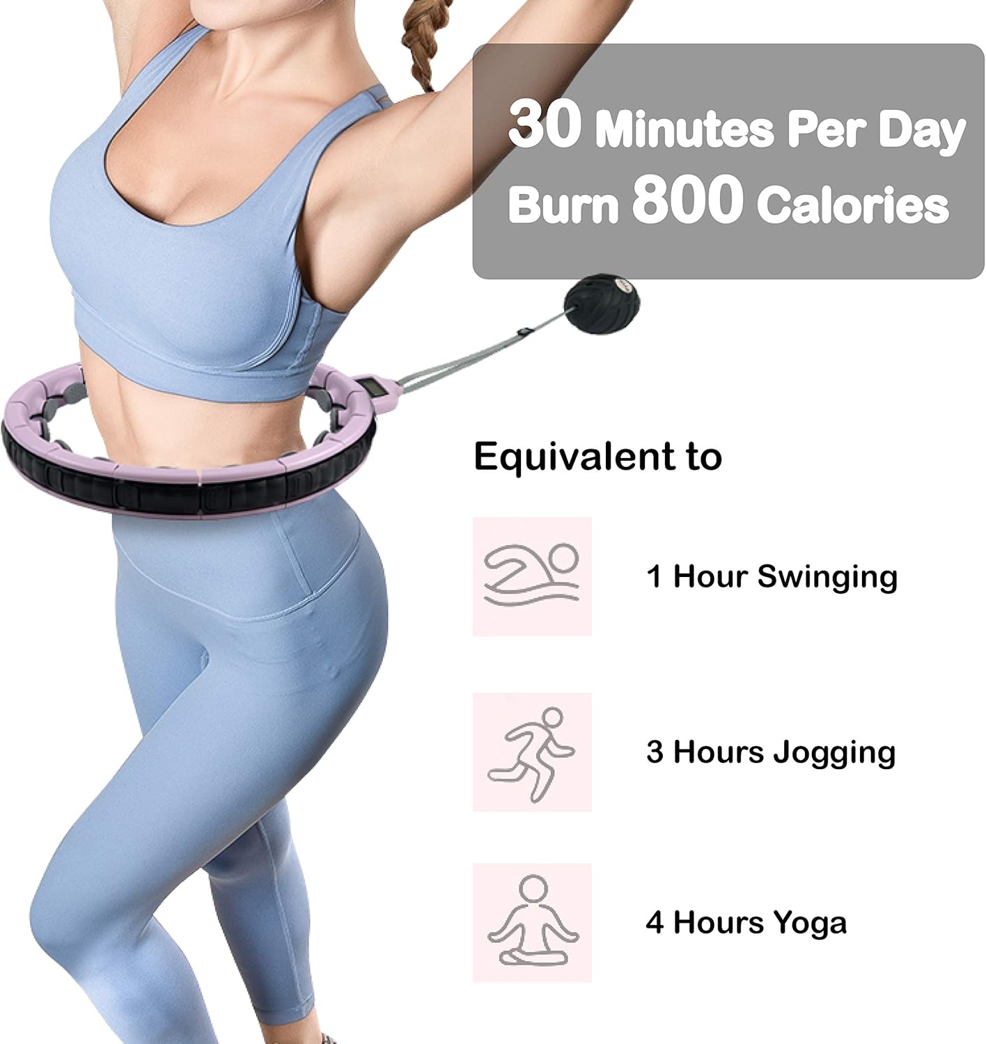 FYGL Smart Weighted Hula Hoop for Adults Exercise Fitness Hoop, 2 in 1 Abdomen Fitness Massage Hoops, 16 Detachable Knots with Drawstring Backpack, Great for Mother's Gift (Winsome Orchid) : Sports & Outdoors
