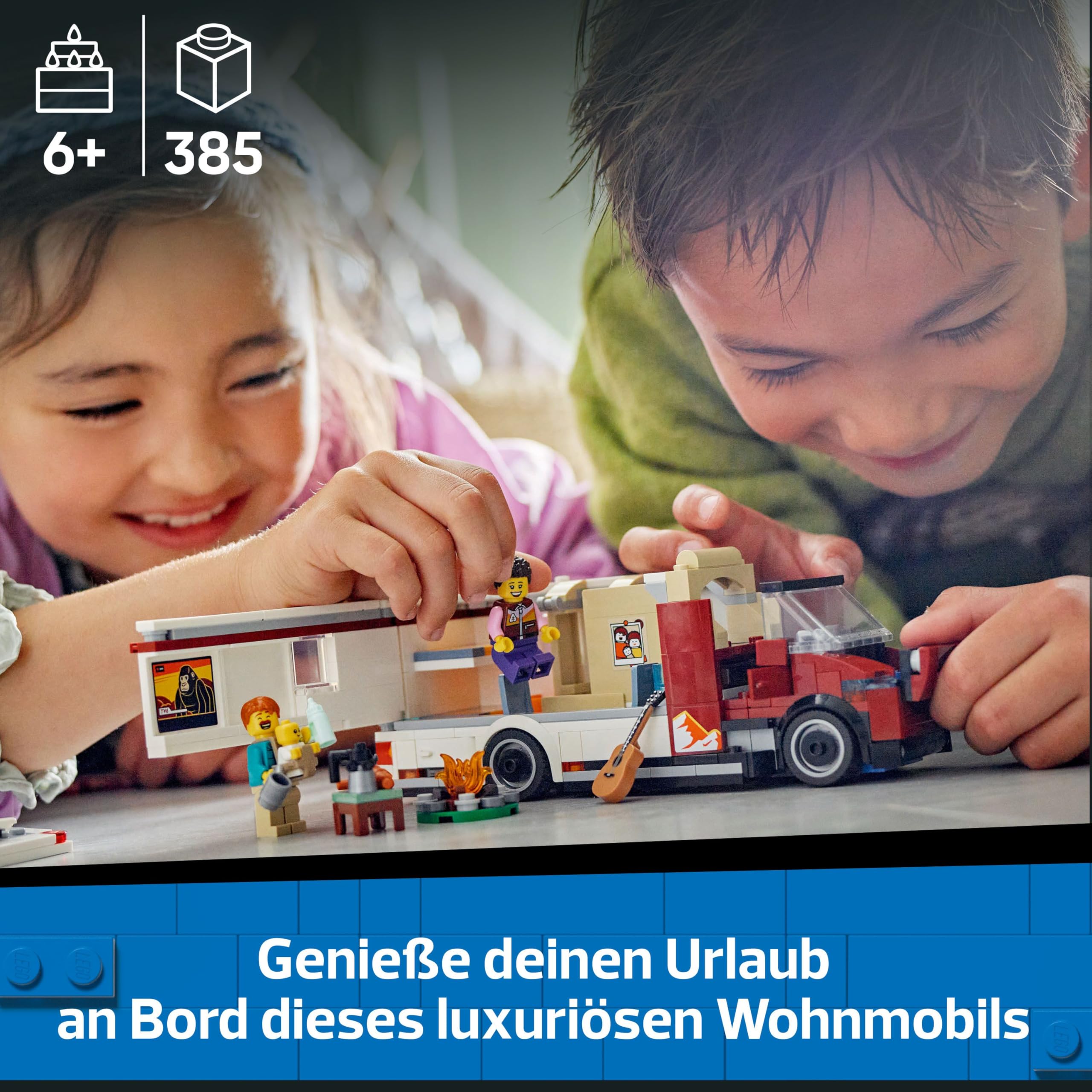 LEGO City Abenteuer-Wohnmobil - Wohnwagen Spielzeug für Jungen und Mädchen ab 6 Jahren - Inkl. 3 Minifiguren und Camping Zubehör - Geschenkidee zum Geburtstag und für die Feiertage 60454 2