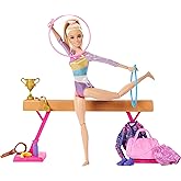 Barbie Gymnastics Doll &amp; Accessories Playset | Blonde Fashion Doll, C-Clip for Flipping Action, Balance Beam, Warm-Up Suit &amp; More