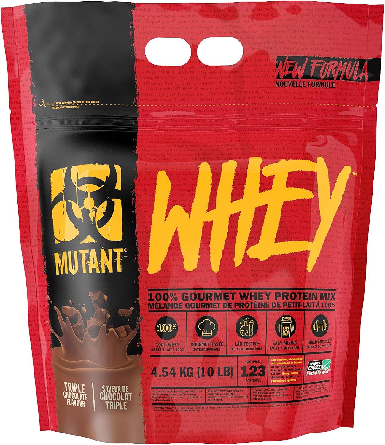 Mutant Whey, 100% Whey Protein Powder, Gourmet Taste, 22g of Protein, 10.4 g EAAs, 5 g BCAAs, Fast Absorbing, Easy Digestin