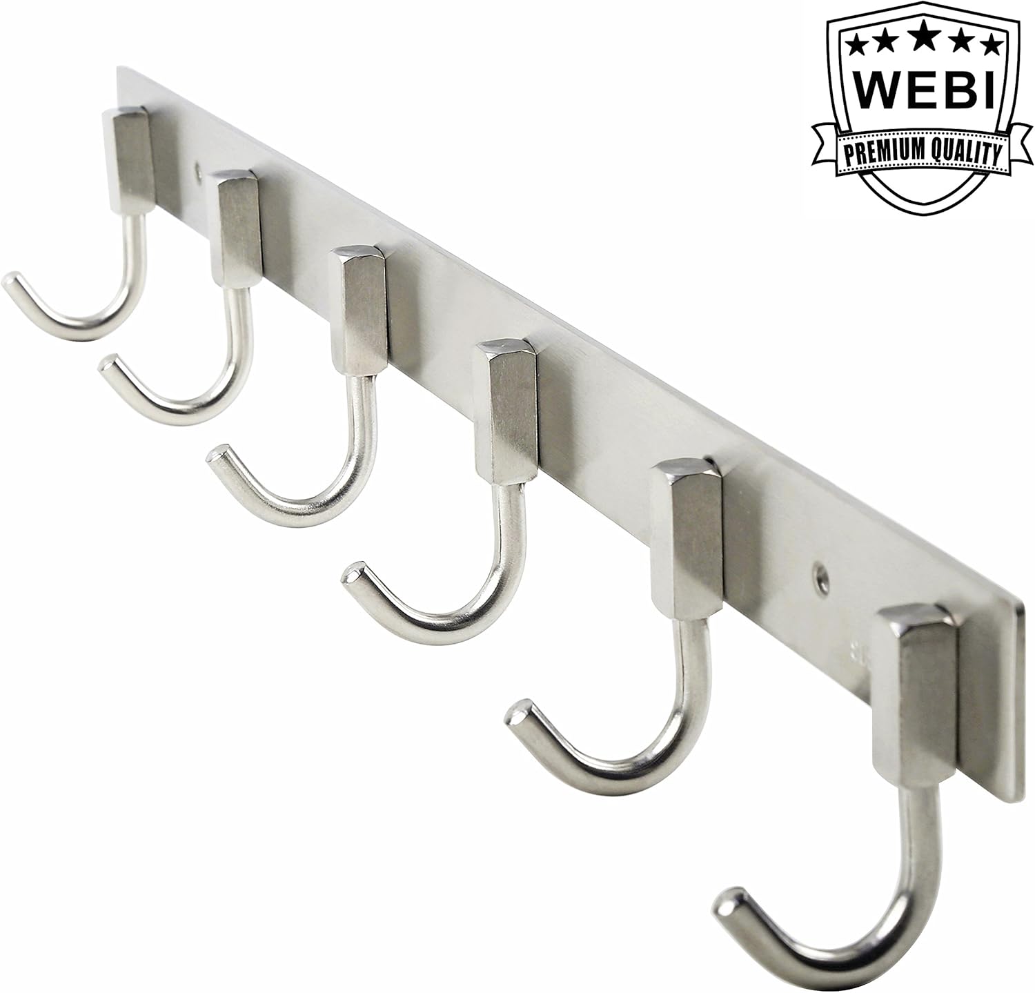 WEBI Wall Mounted Coat Rack - Heavy Duty SUS 304 Coat Hat Hook Rack/Rail for Foyer, Hallway, Entryway, Great Home, Office Storage & Organization, Brushed Finish, J-CF06