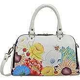 Anna by Anuschka womens Women's Hand-painted Genuine Leather Wide Organizer Satchel | Anna, by Anuschka, Hand-Painted, Wide