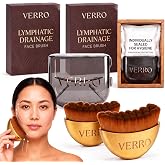 VERRO Lymphatic Face Brush Set (2 Pack) &ndash; Facial Dry Brush for Face Sculpting, Lymphatic Drainage &amp; Puffiness Reduction, Ultra Soft Bristles, Individually Sealed + Travel Cases