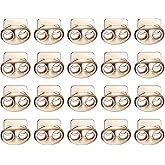 uxcell Spring Cord Lock End Toggle, 20Pcs Double Hole Spring Stopper Alloy Fastener Slider Toggles Clip for Drawstrings, Shoelaces, Bags (Gold,17x15x7mm)