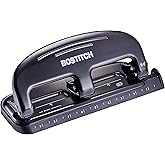 Bostitch Office EZ Squeeze 20 Sheet Standard 3 Hole Punch, Metal Construction, Silver/Black (HP20)