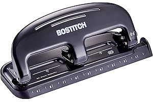 Bostitch Office EZ Squeeze 20 Sheet Standard 3 Hole Punch, Metal Construction, Silver/Black (HP20)