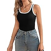 Blooming Jelly Women's Tank Tops Built in Bra Summer Trendy Sleeveless Tops Ribbed Square Neck Shirts