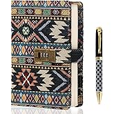 TIEFOSSI Fabric Diary with Lock, Lined Lock journal for Women Men, Aesthetic Diary with Pen, Hardcover Notebook for Journaling Writing Planning, 100 GSM Thick Paper with 224 Numbered Pages